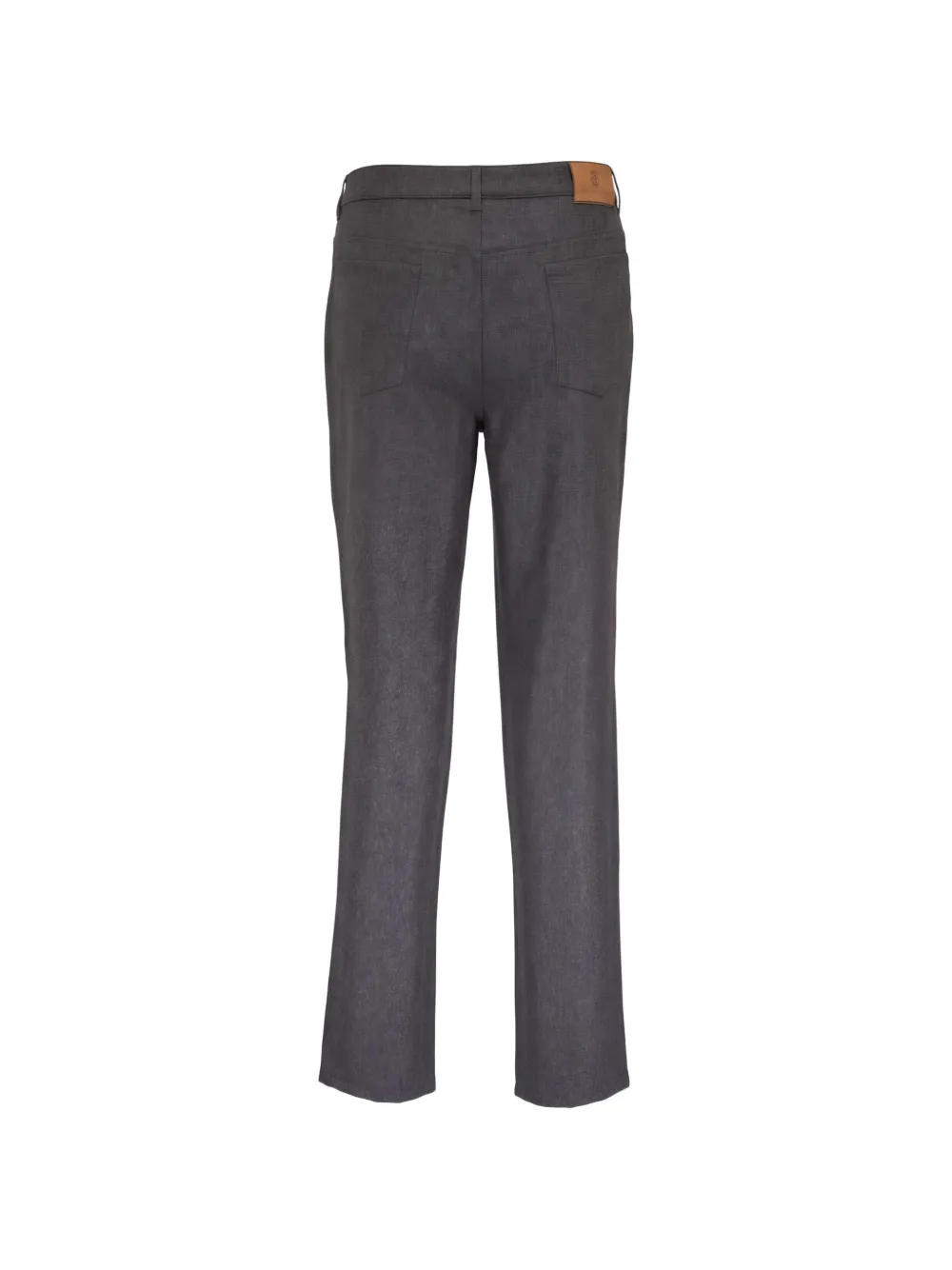 Brunello Cucinelli Wollen straight broek met logo-patch Grijs