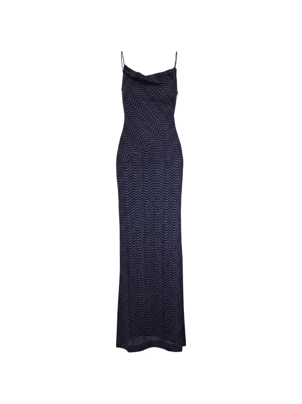 Missoni long viscose lamé dress with hood - Blau