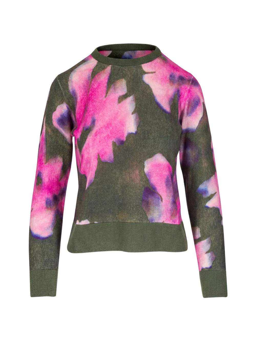 Kinross Cashmere floral-print crew-neck sweater - Grün