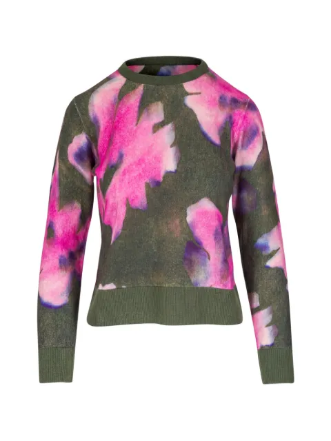 Kinross Cashmere jersey con estampado floral y cuello redondo
