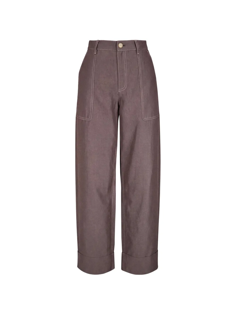 Lafayette 148 contrast-stitch turned-up trousers