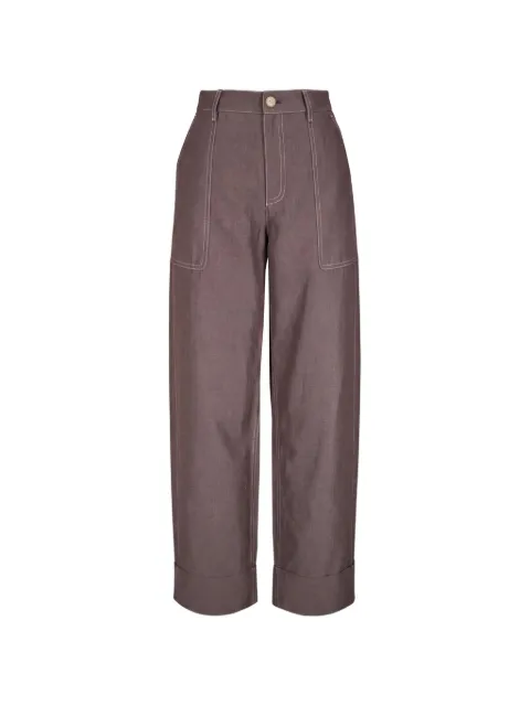 Lafayette 148 contrast-stitch turned-up trousers