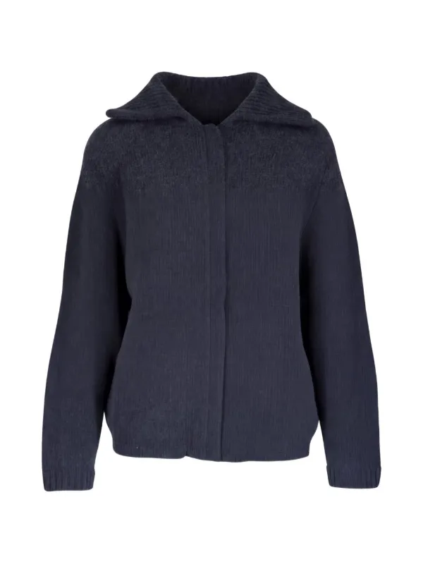 Le Kasha Laolinb Ribbed-trim Spread-collar Cardigan in Blue