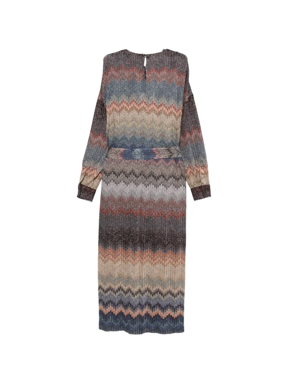 Missoni Kids Gebreide jurk met zigzag-patroon en ceintuur Blauw