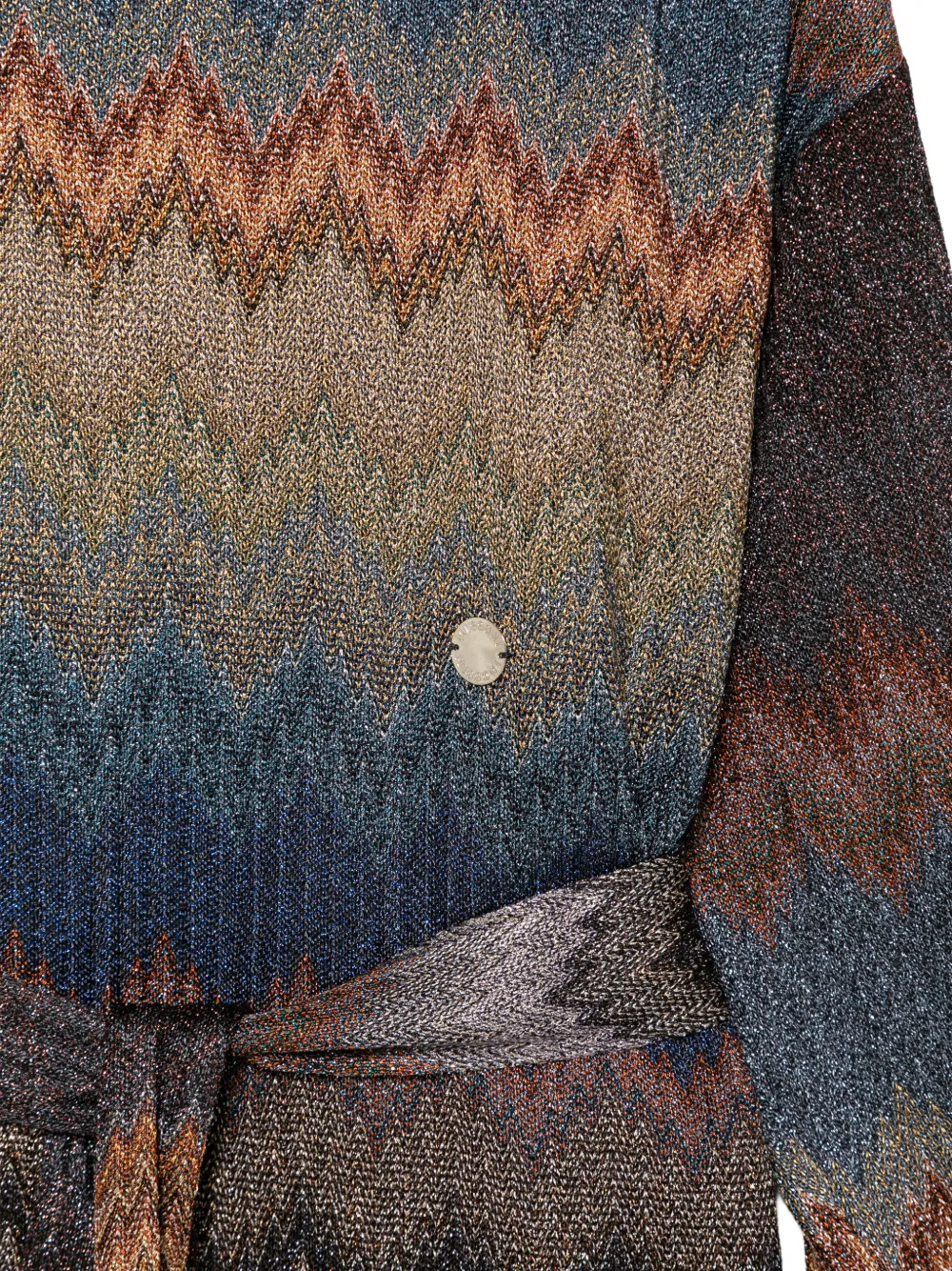 Missoni Kids Gebreide jurk met zigzag-patroon en ceintuur Blauw