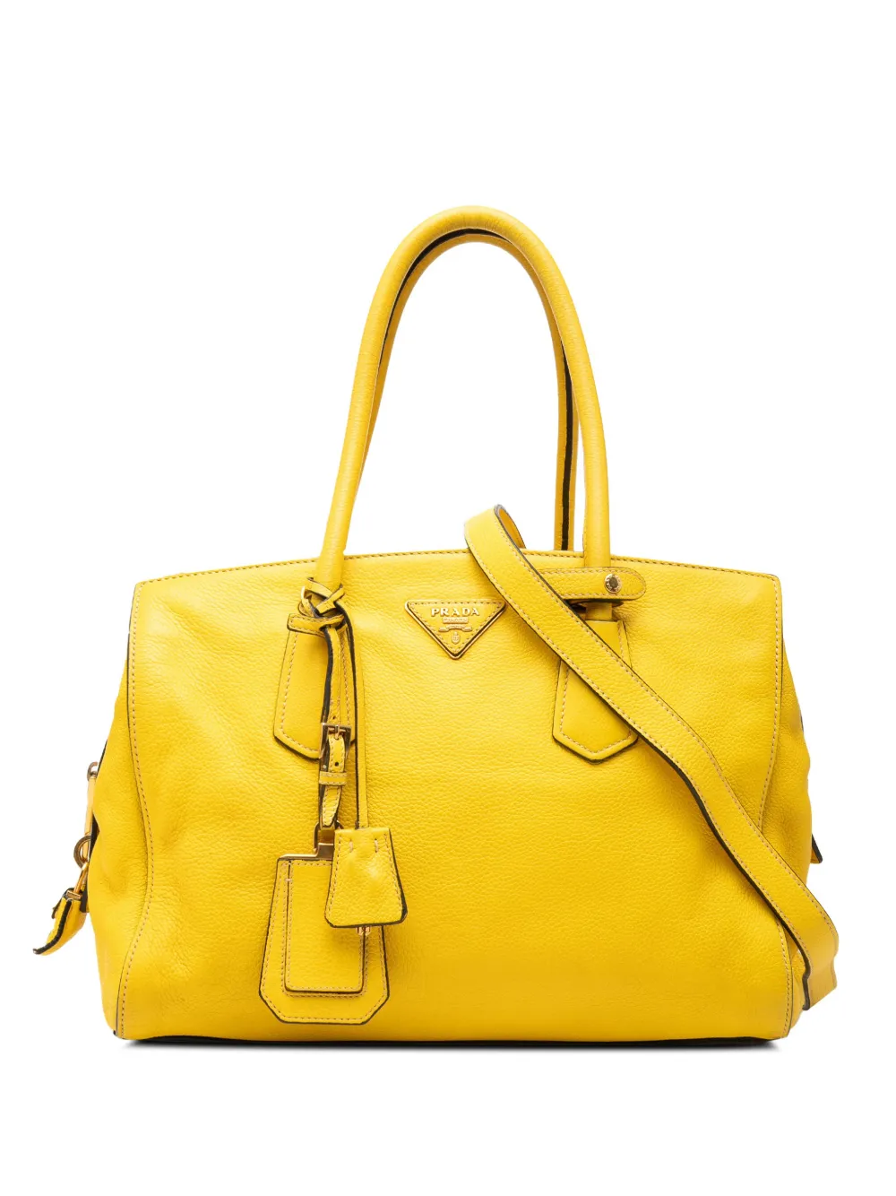 Prada Pre-Owned 2013-2026 Vitello Daino Zip Top satchel - Giallo