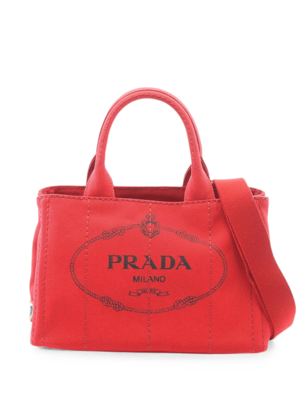 Prada Pre-Owned 2010-2026 Small Canvas Canapa Logo Tote satchel - Rot