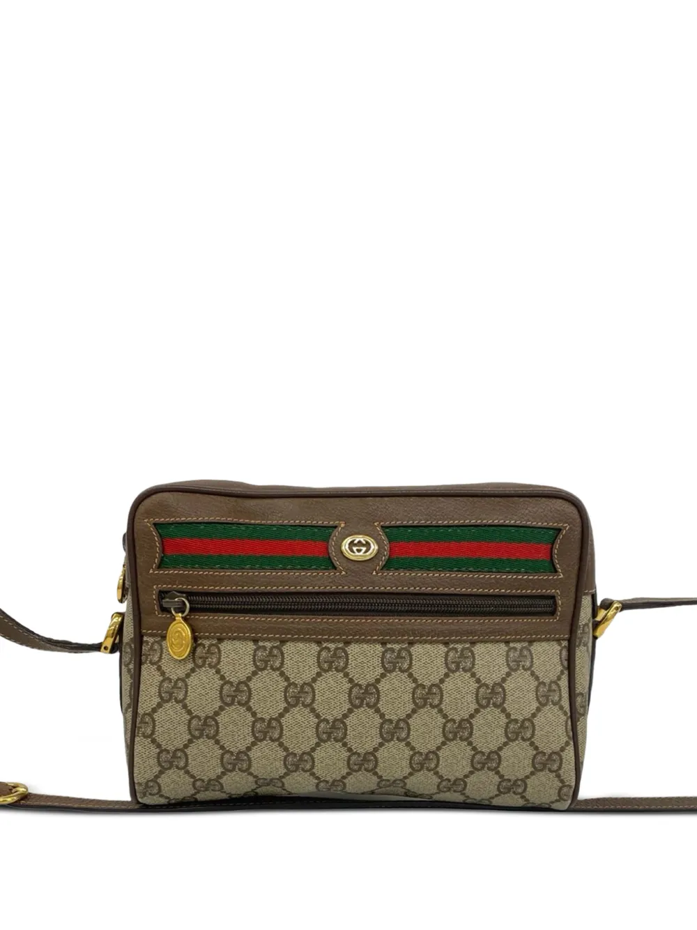 Gucci Pre-Owned Borsa a tracolla in tessuto GG Supreme con decorazione Web XX secolo - Toni neutri