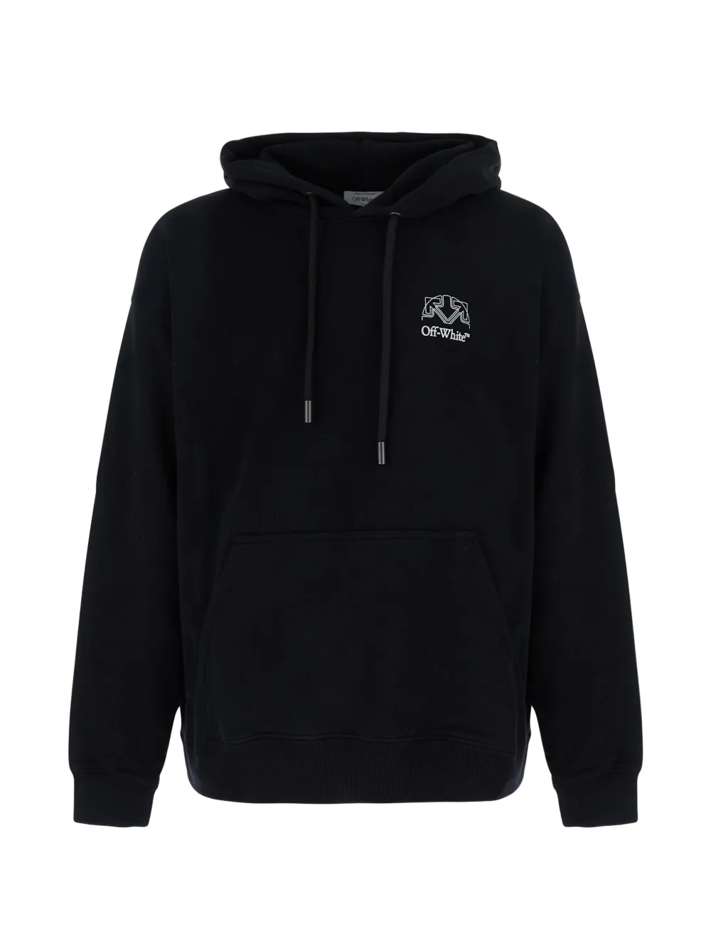 Off-White logo-print drawstring hoodie - Nero