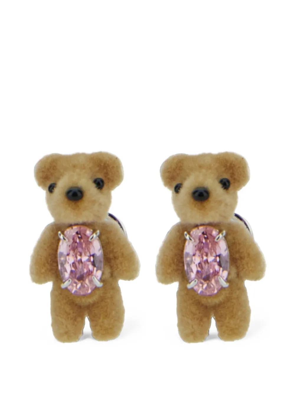 YVMIN Paradise crystal-embellished bear earrings - Nude