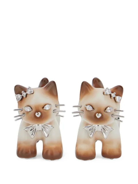 YVMIN crystal-embellished cat earrings