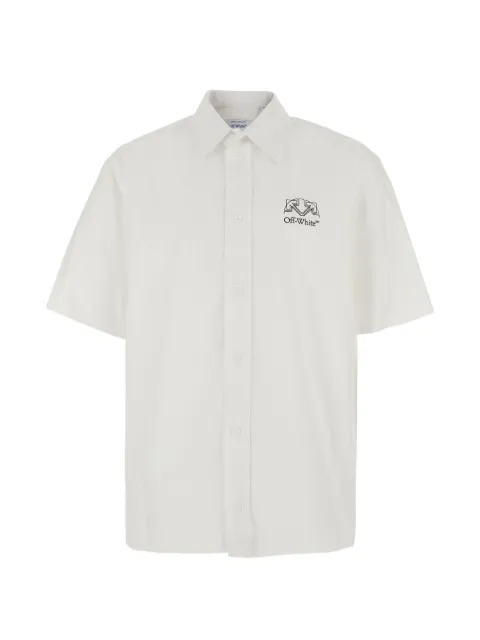 Off-White Off Line half-Arrow poplin slim bowling shirt