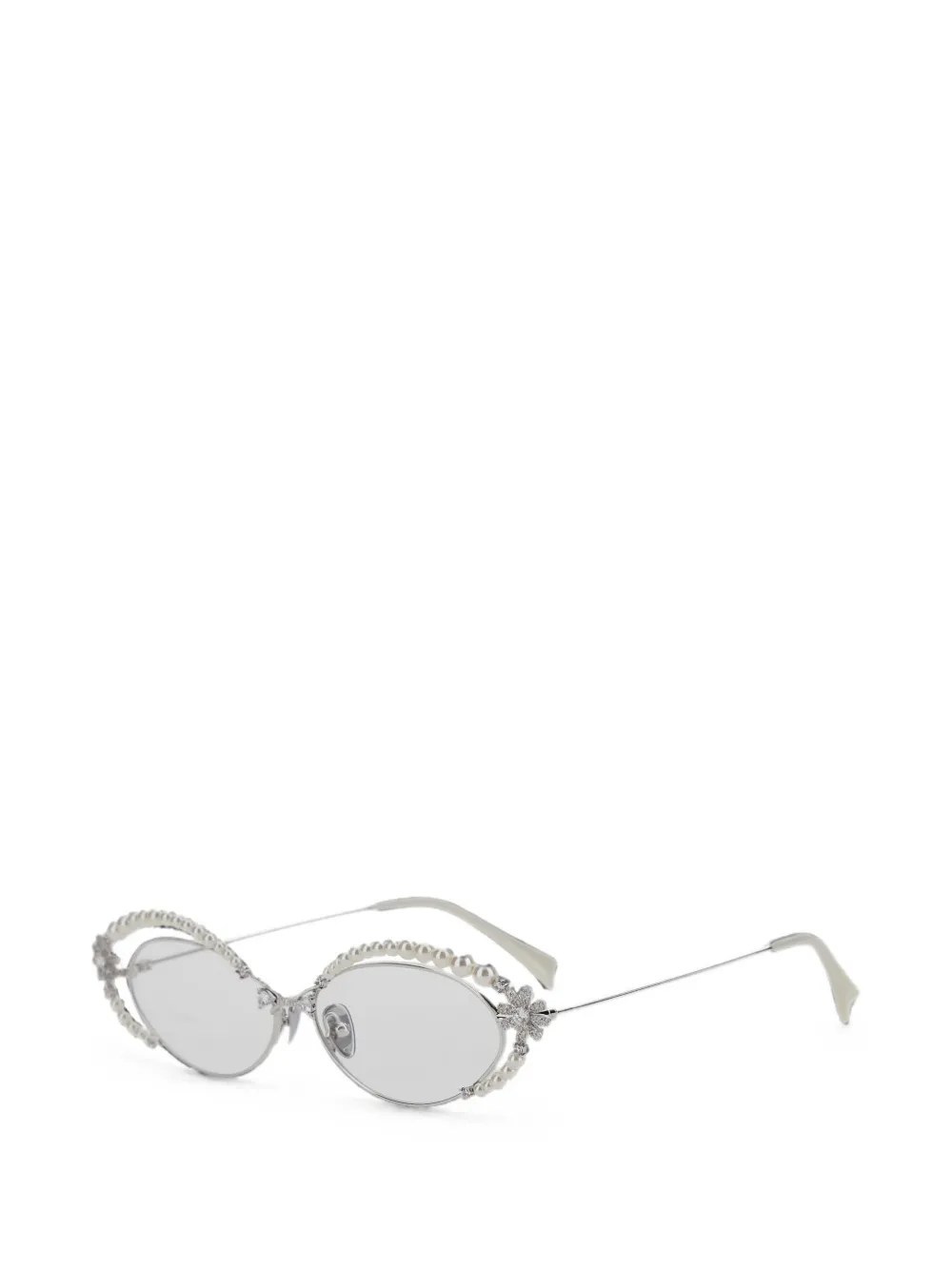 YVMIN Ovale Paradise Brille mit Blumendetail - Silber