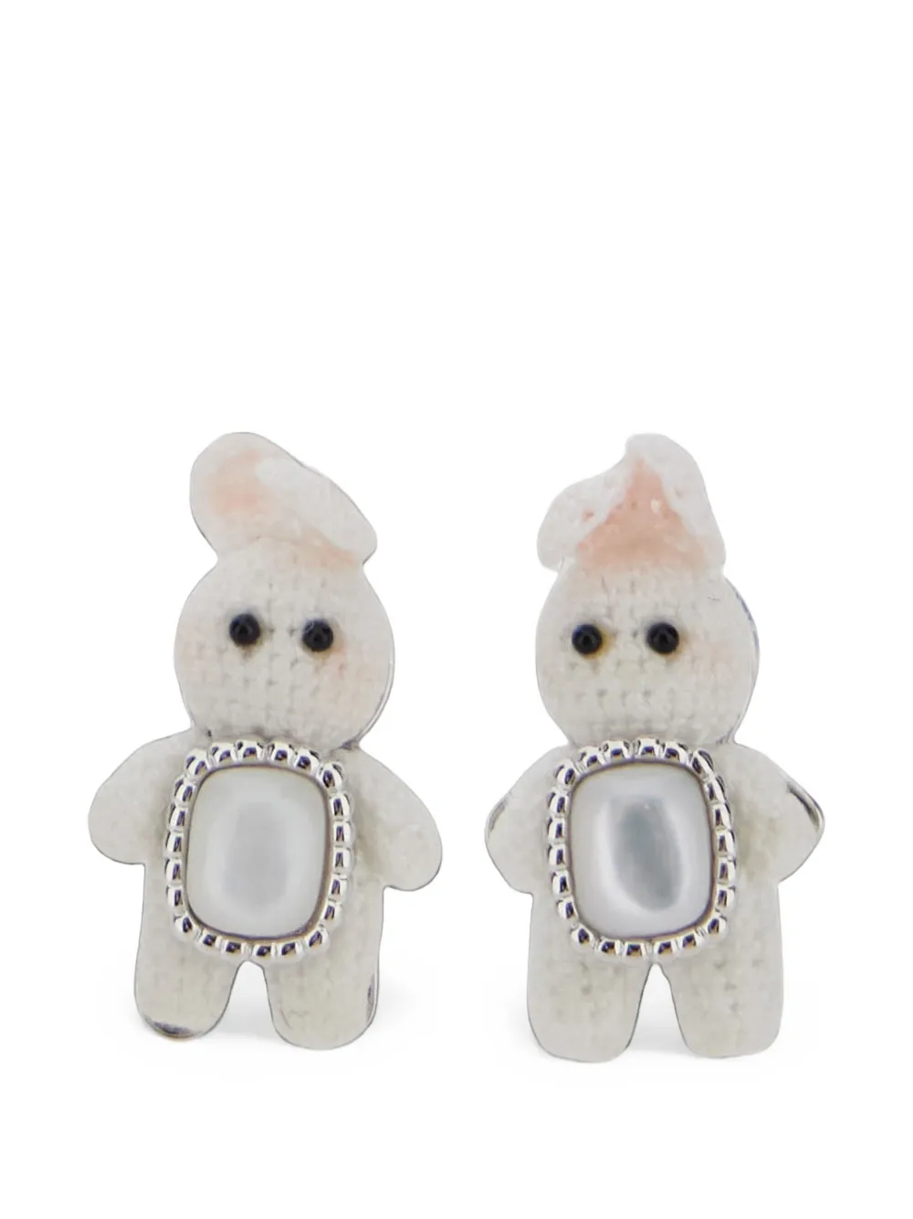 YVMIN bunny-motif faux-pearl earrings - Weiß