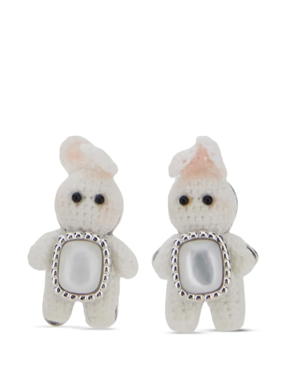 YVMIN bunny-motif faux-pearl earrings - Bianco