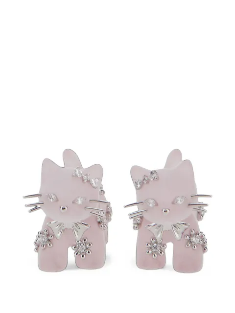 YVMIN cat-motif crystal-embellished earrings