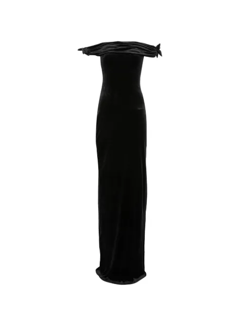 TWENTY FOURHAITCH Zoran off-shoulder bow-detail maxi dress