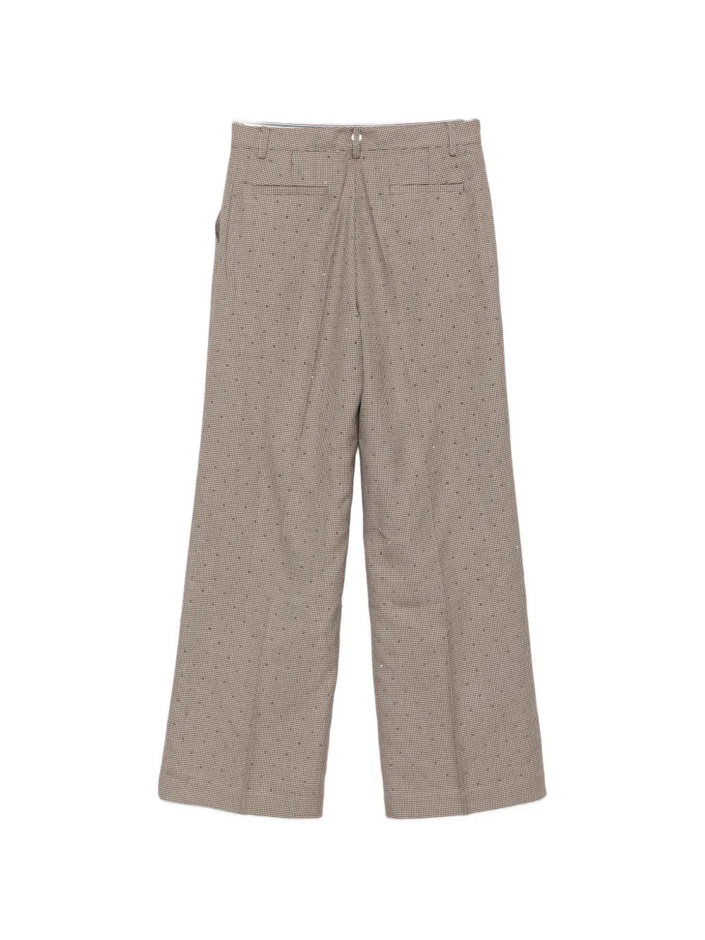 P.A.R.O.S.H. Broek verfraaid met pied-de-poule print en kristallen Beige