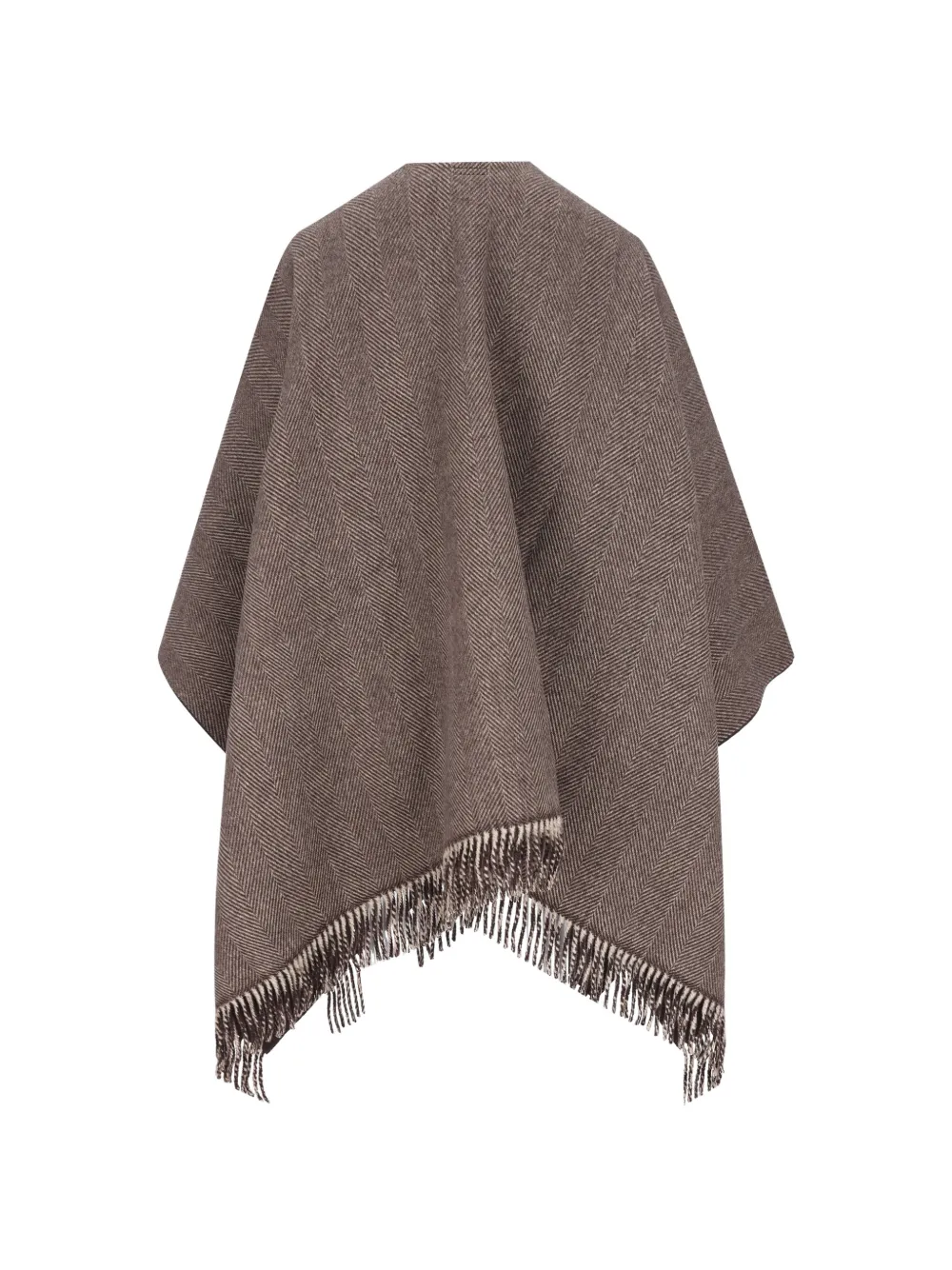 Brunello Cucinelli Poncho met visgraat-patroon en franje-afwerking Bruin