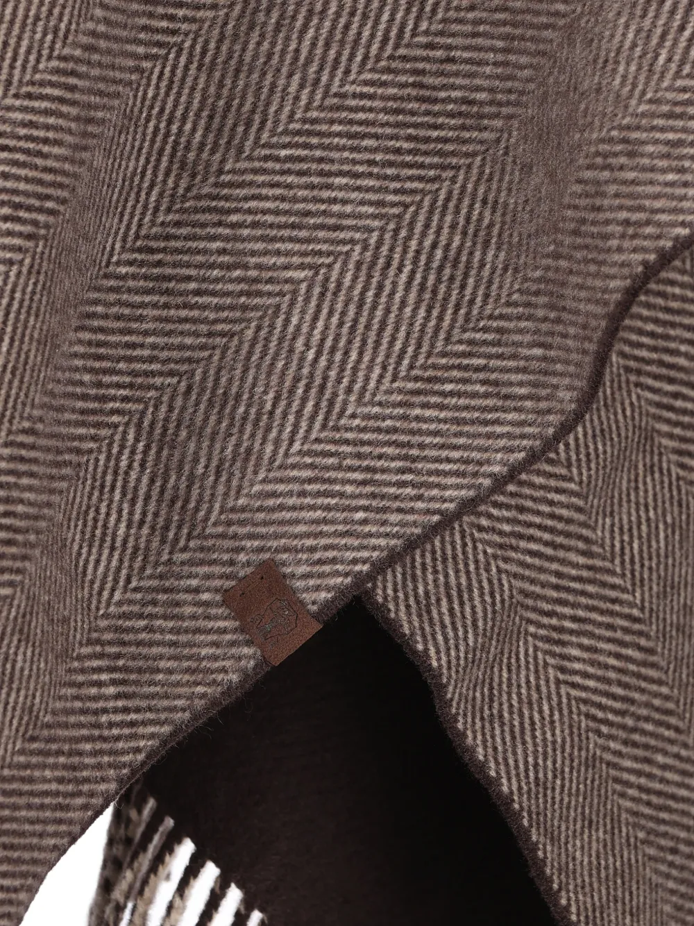 Brunello Cucinelli Poncho met visgraat-patroon en franje-afwerking Bruin