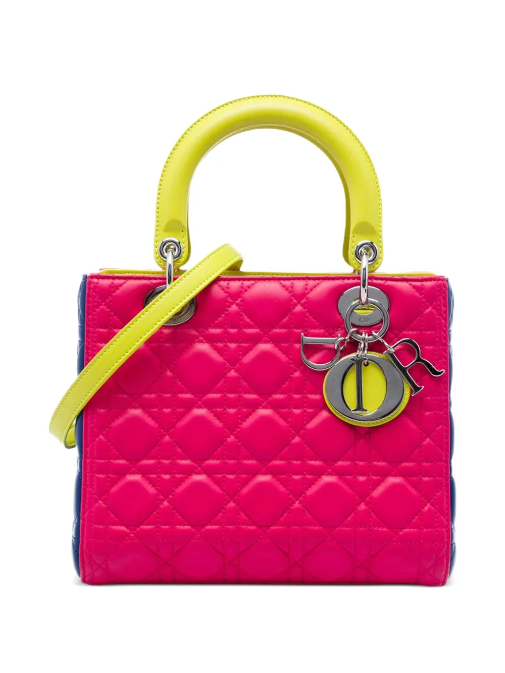 Christian Dior Pre-Owned 2013 Medium Tricolor Lambskin Cannage Lady Dior satchel - Rosa