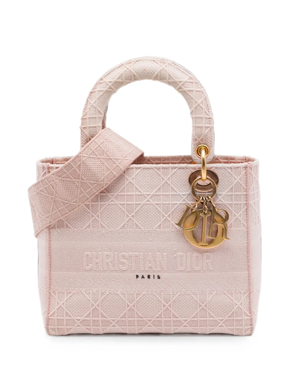 Christian Dior Pre-Owned 2020 Medium Embroidered Canvas Cannage Lady D Lite satchel - Rosa