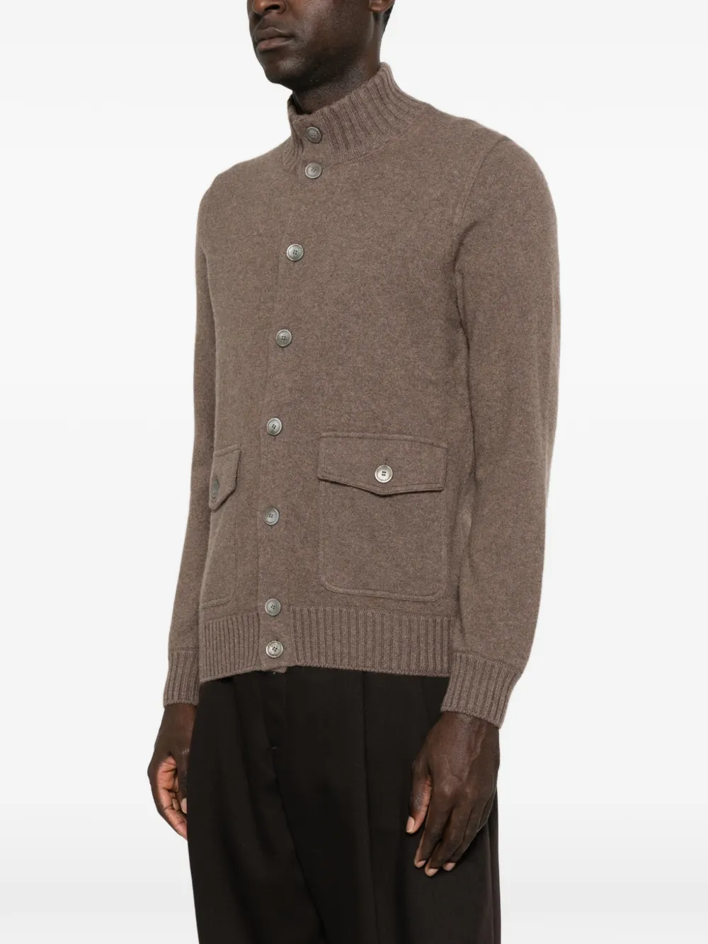 Gran Sasso Vest met trechterhals en knopen Bruin