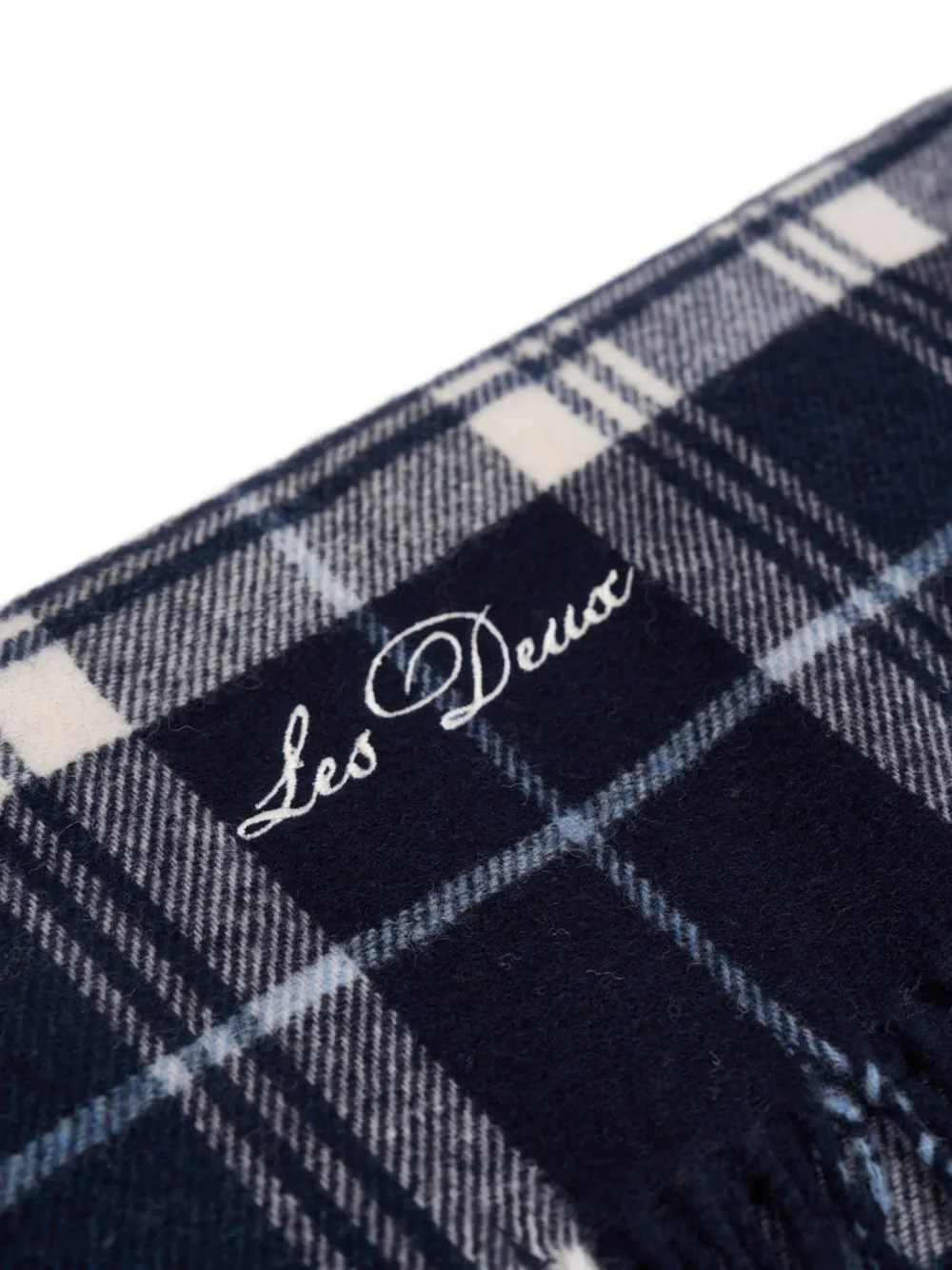 Les Deux Geruite sjaal met franje Blauw