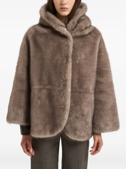 BULLY hooded shearling coat