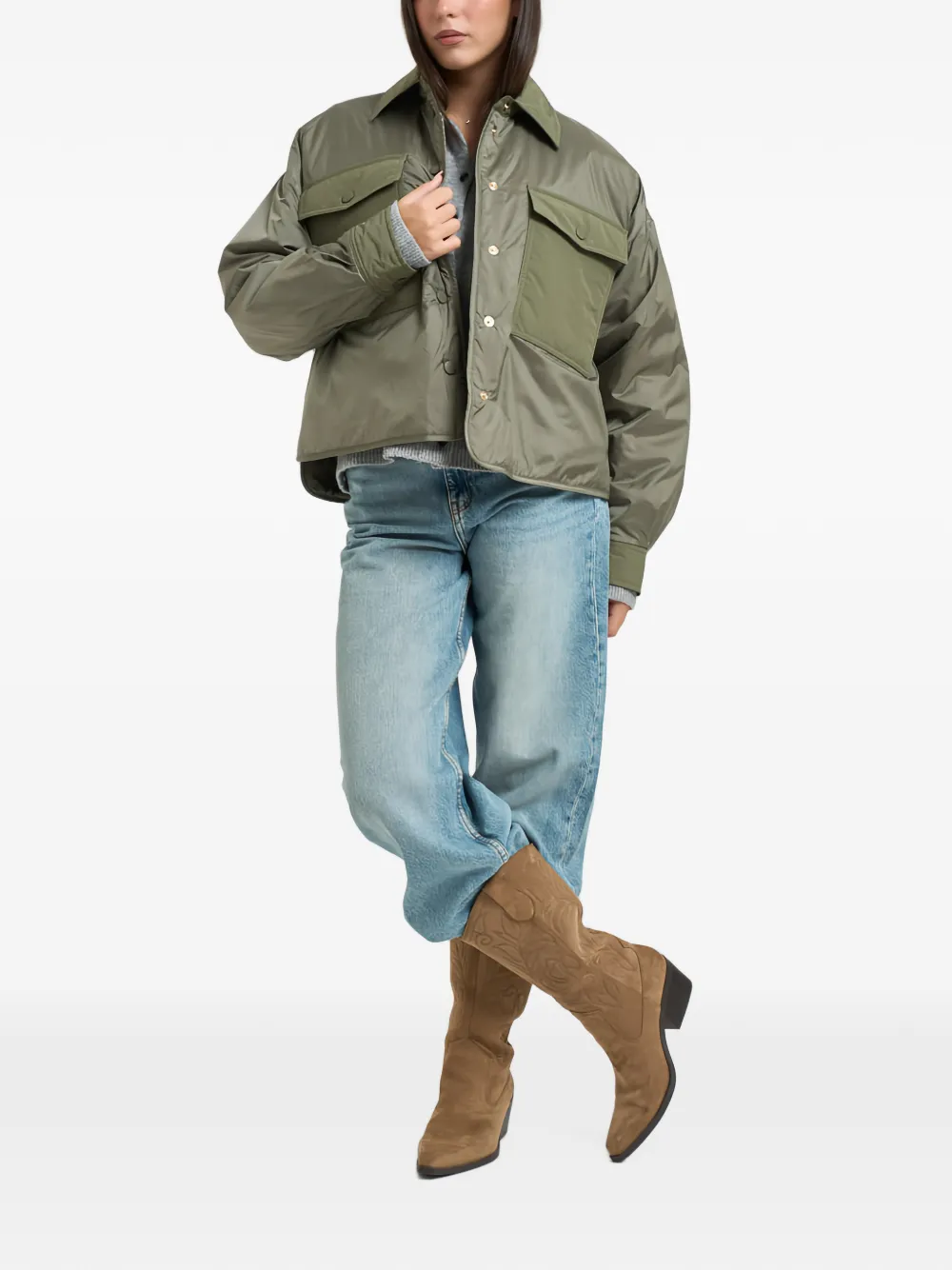 Weekend Max Mara Sughero gewatteerd jack met opgestikte zak Groen