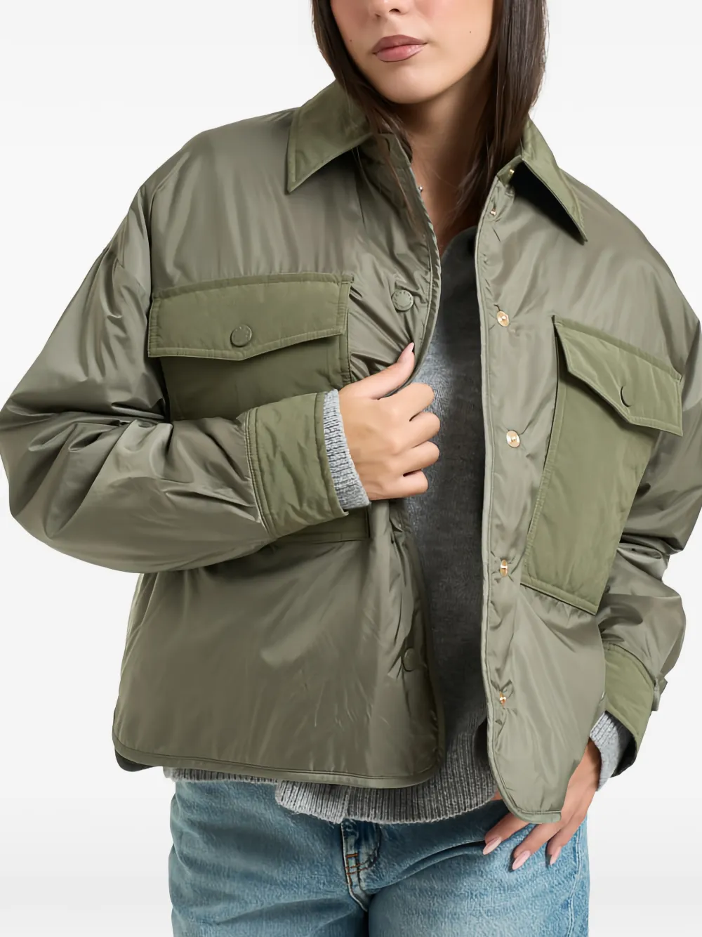 Weekend Max Mara Sughero gewatteerd jack met opgestikte zak Groen