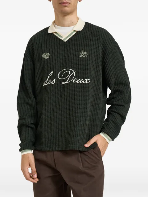Les Deux waffle-knit V-neck sweater
