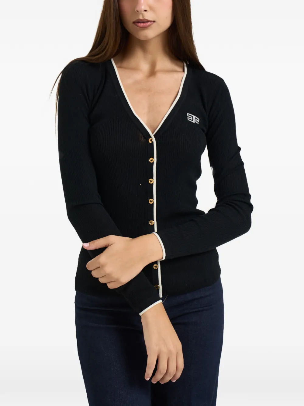 Elisabetta Franchi Vest met geborduurd logo Zwart