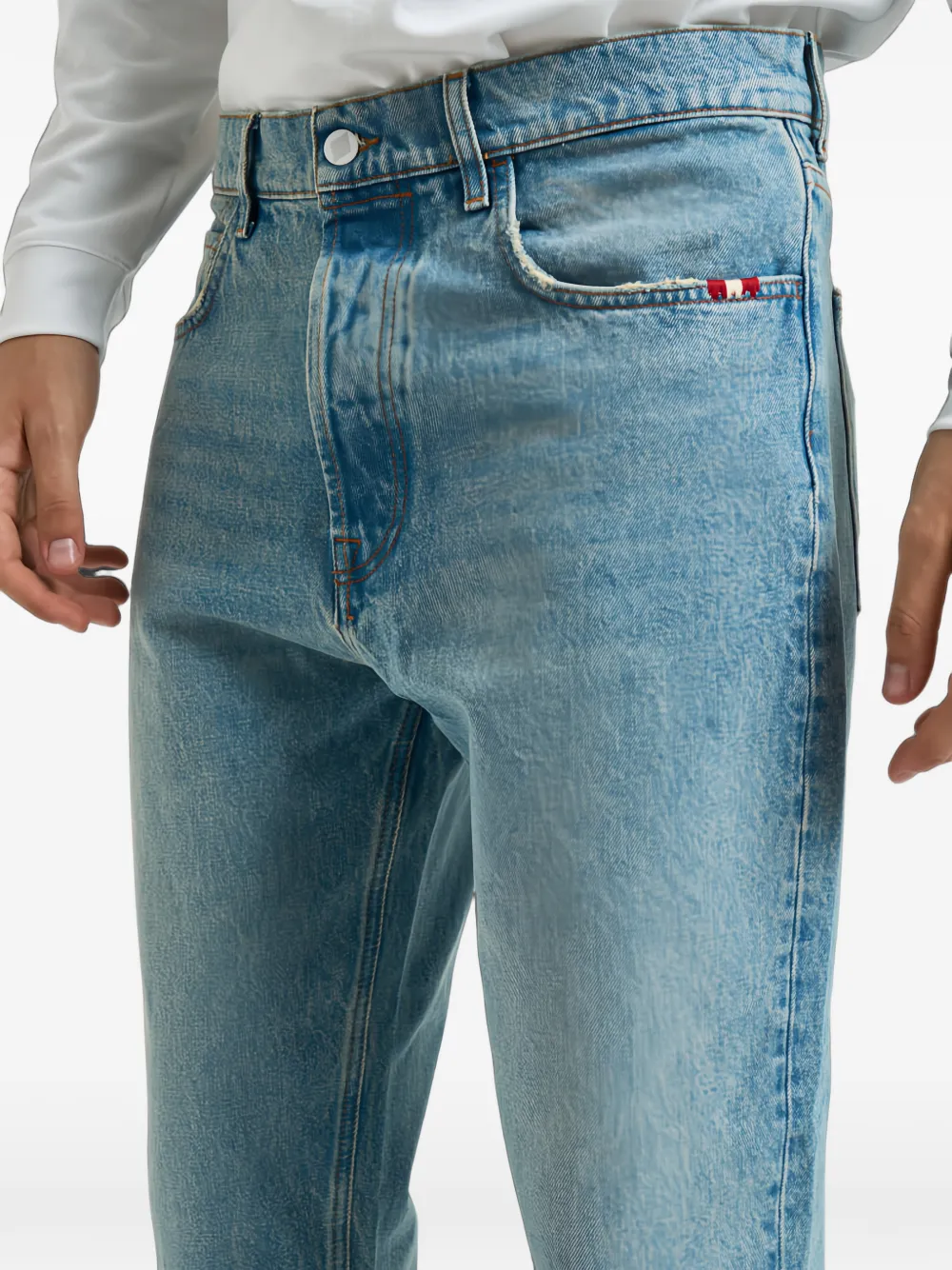 AMISH Jeremiah jeans met gerafelde afwerking Blauw