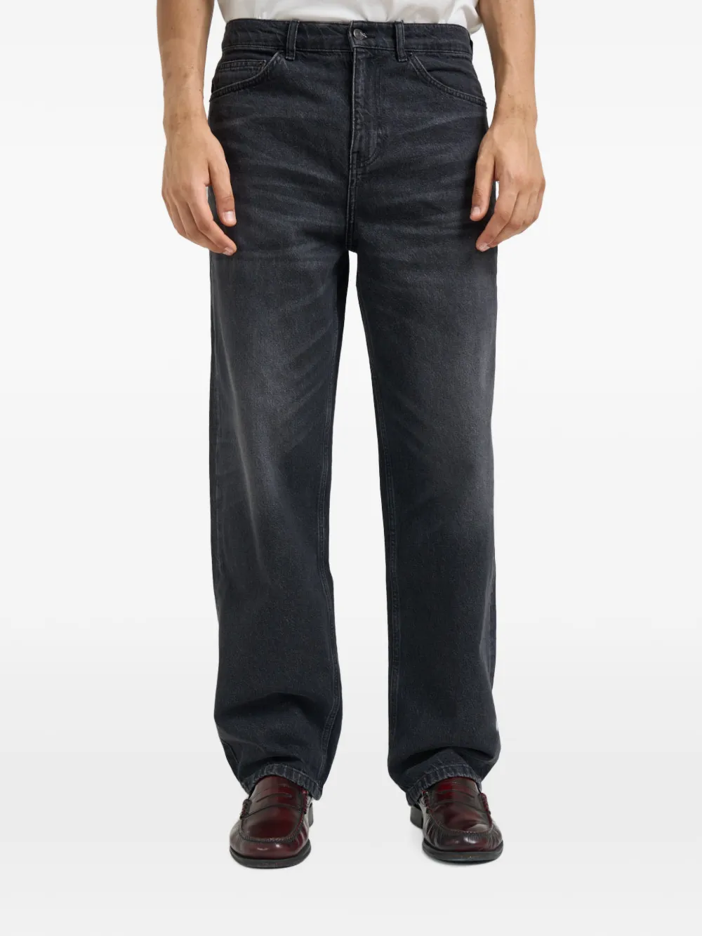 Les Deux washed-effect straight-leg jeans - Nero