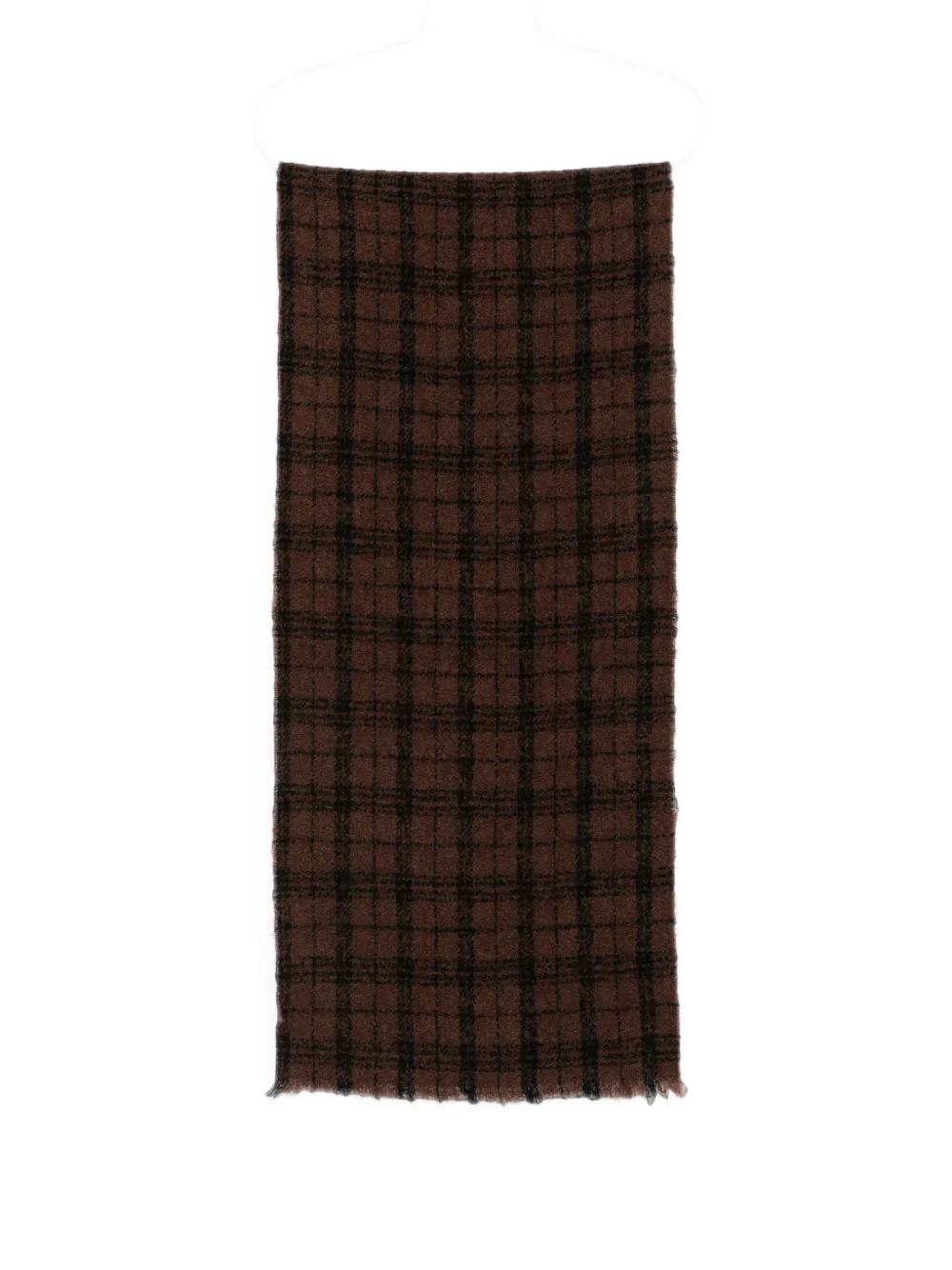 Destin check-pattern frayed scarf - Braun