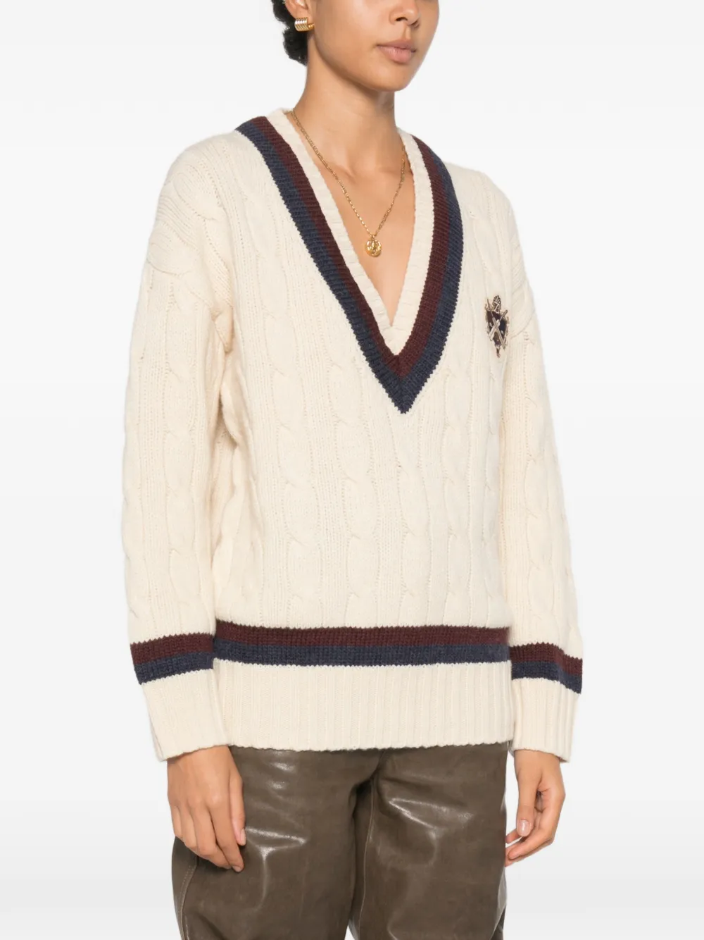 ZIMMERMANN Valiant Cable Knit Sweater in Neutrals, view 3