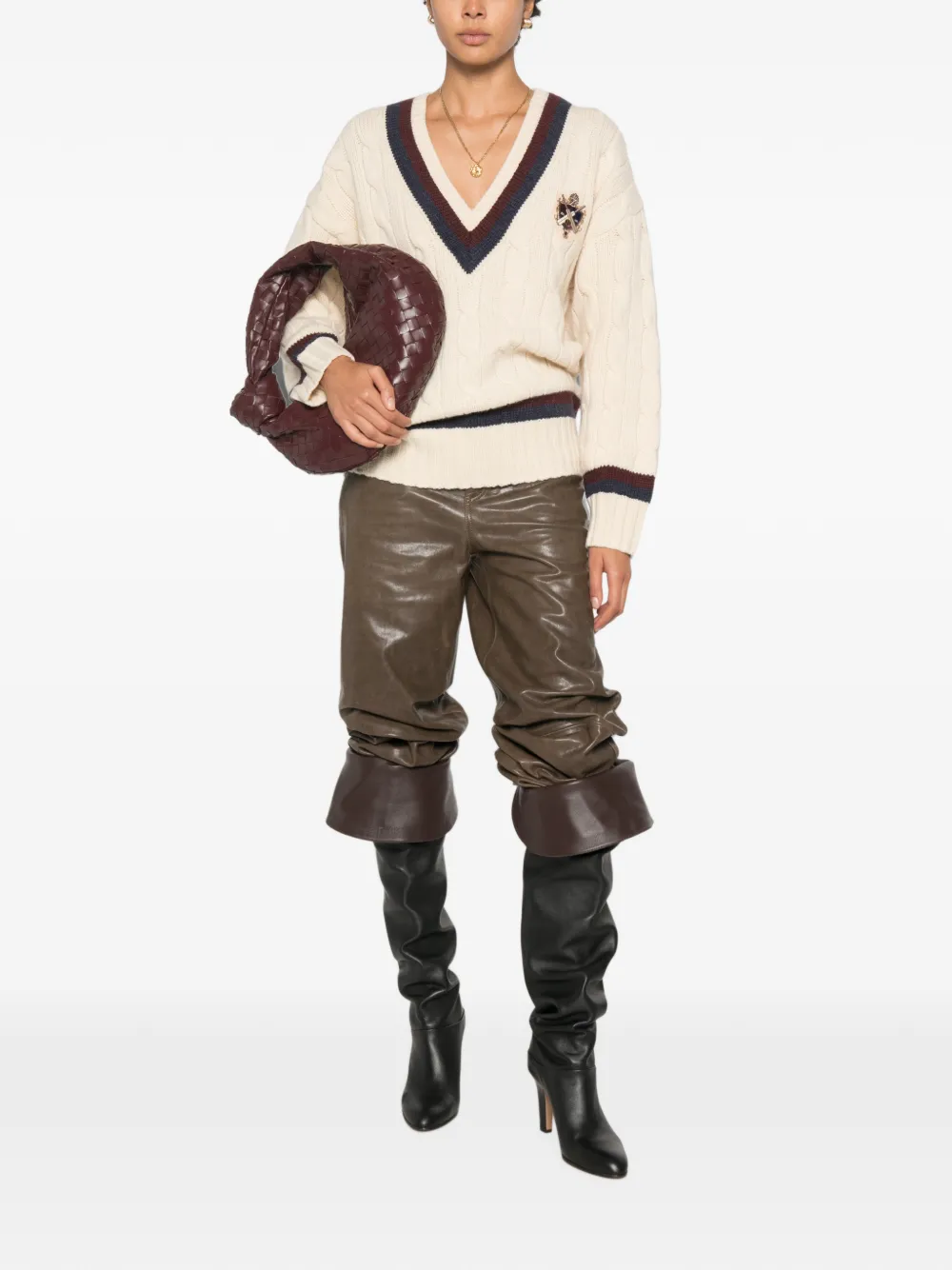 ZIMMERMANN Valiant Cable Knit Sweater in Neutrals, view 2