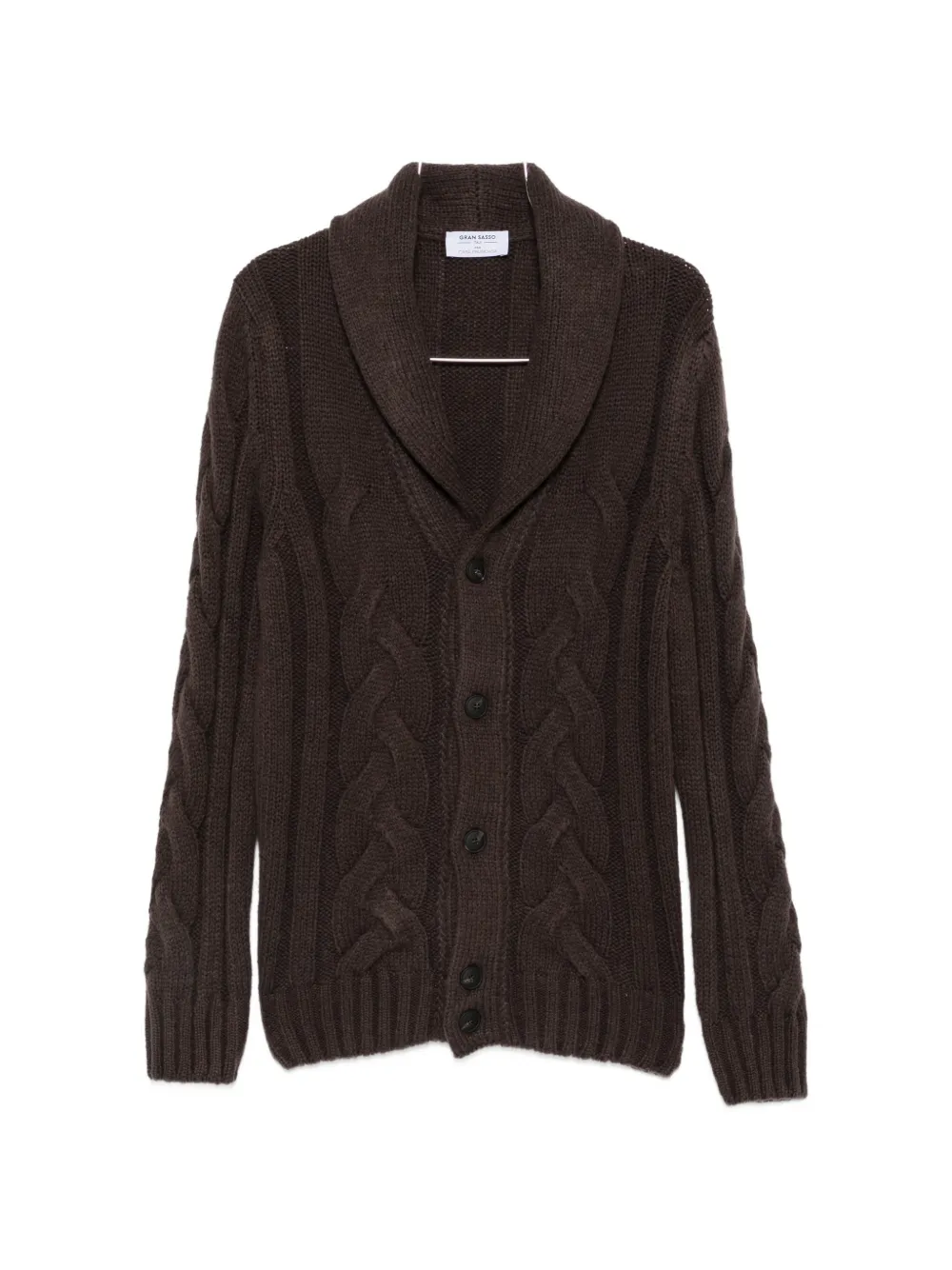 Gran Sasso cable-knit shawl-collar cardigan - Braun