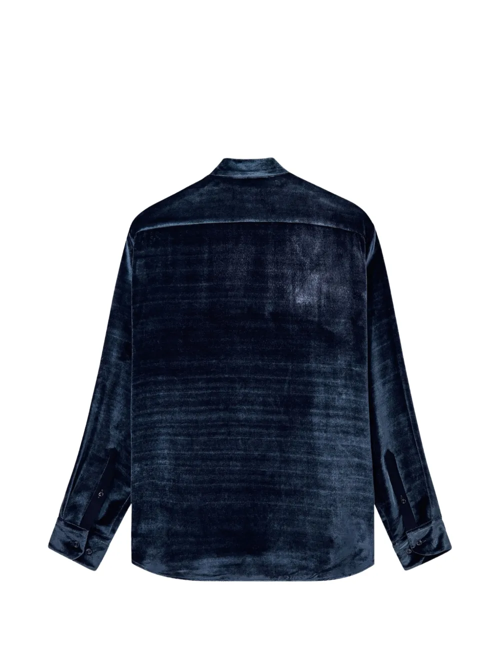 Giorgio Armani velvet mandarin-collar shirt Blauw