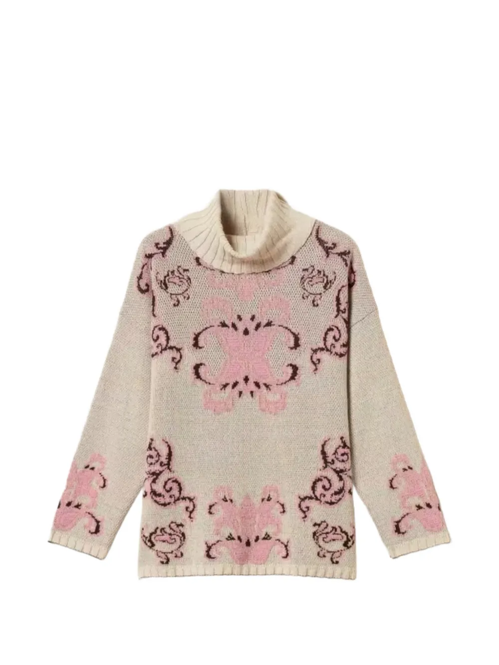 TWINSET jacquard wool blend maxi jumper - Nude