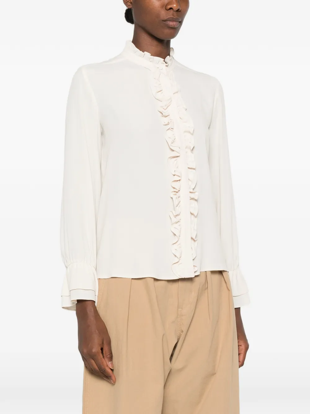 I BLUES Blouse met ruchedetail Beige