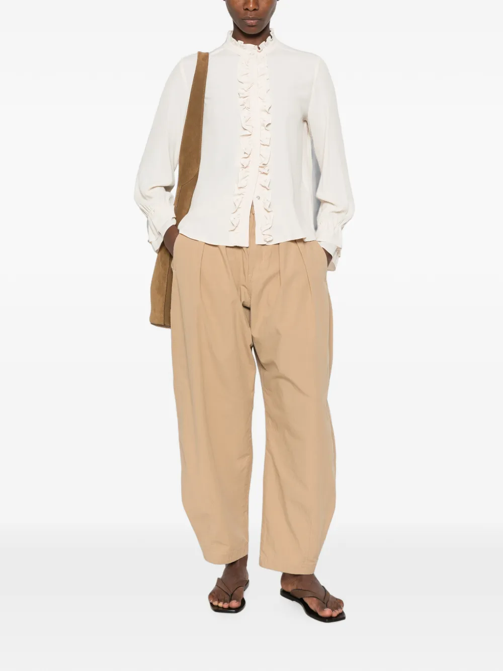 I BLUES Blouse met ruchedetail Beige