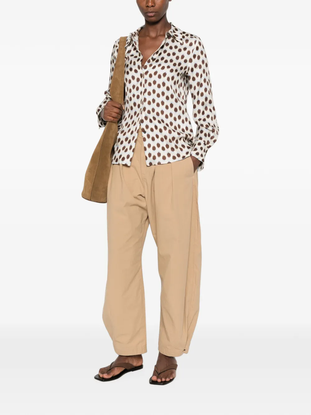 I BLUES blouse met abstracte print Beige