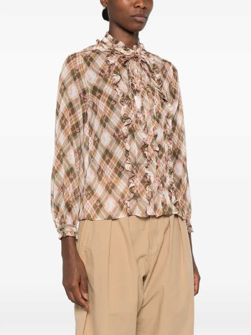 I BLUES Blouse met ruches Beige
