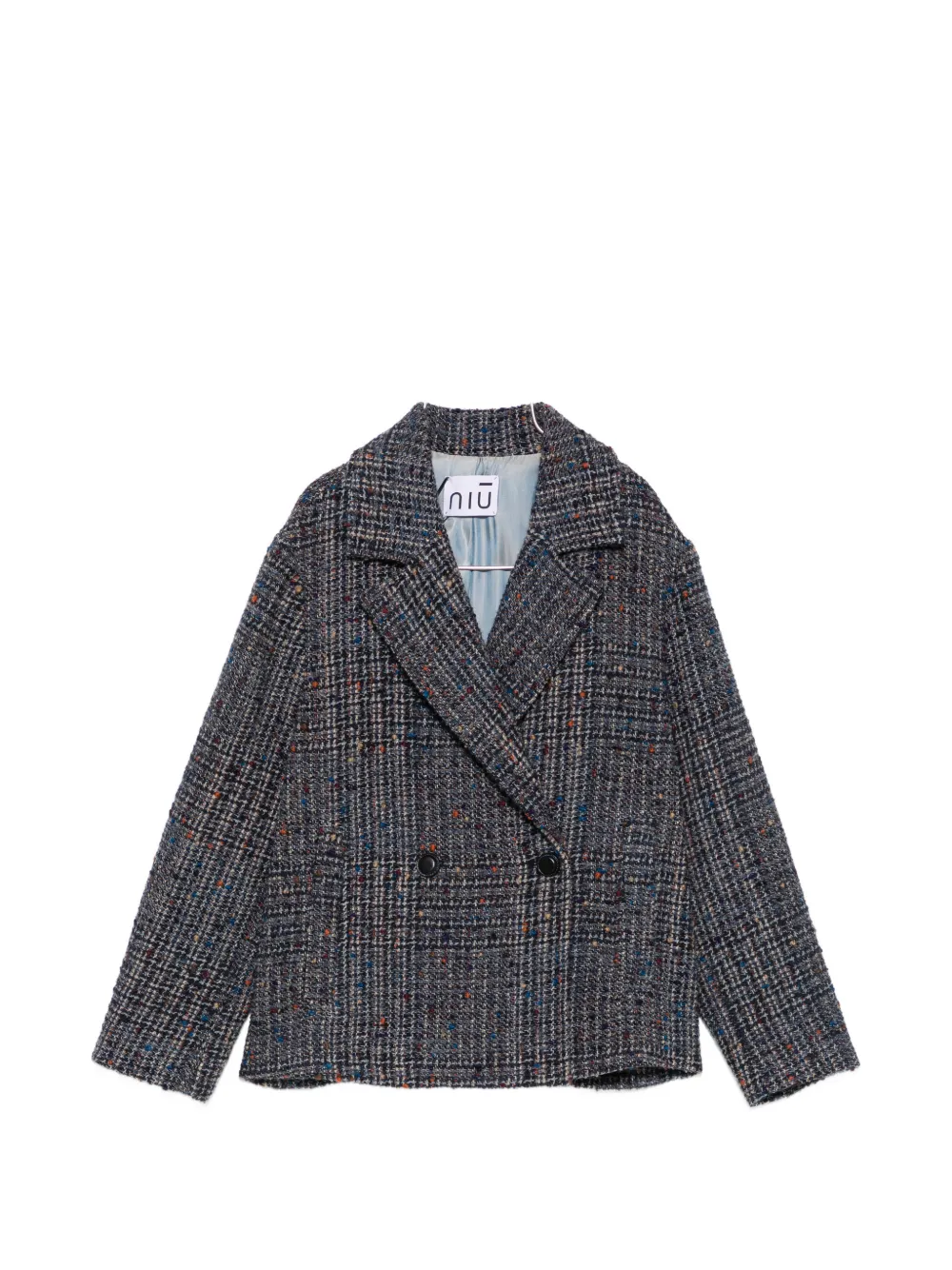 Niu check-pattern double-breasted jacket - Blu