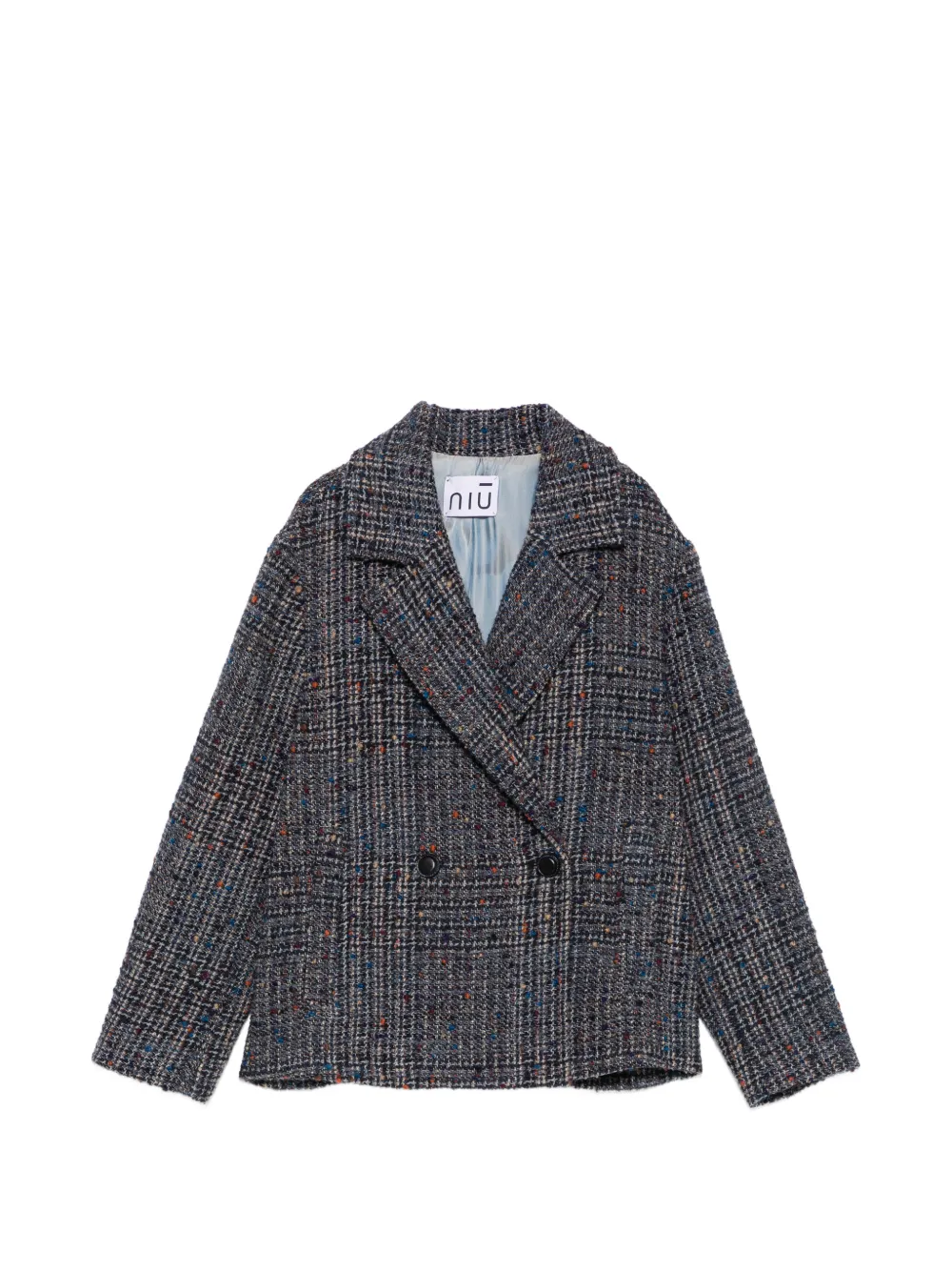 Niu check-pattern double-breasted jacket