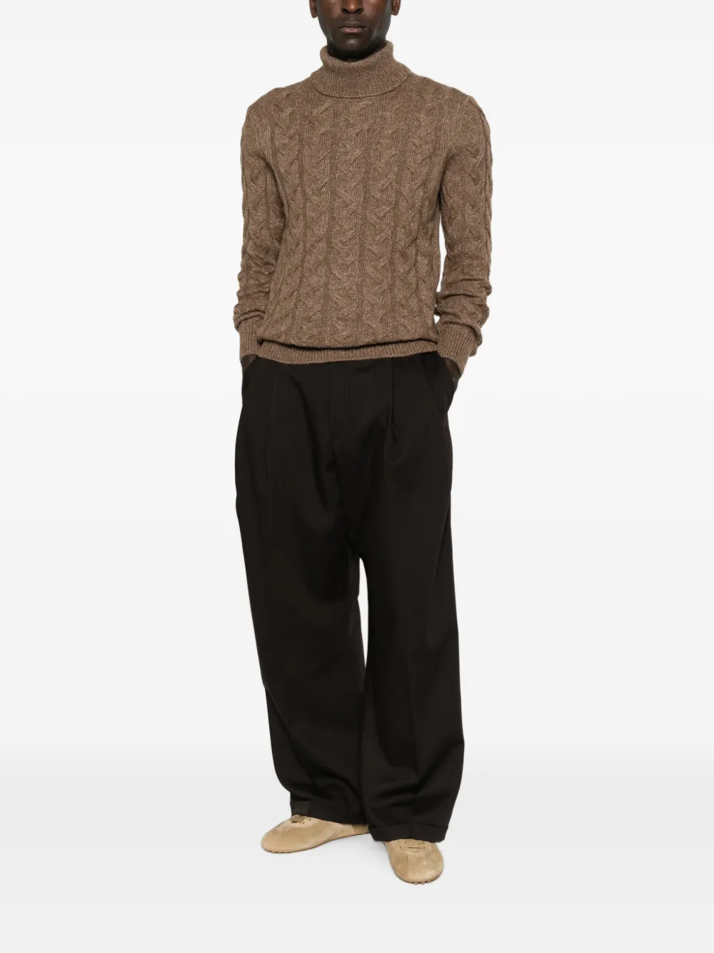 Gran Sasso cable-knit roll-neck sweater - Braun