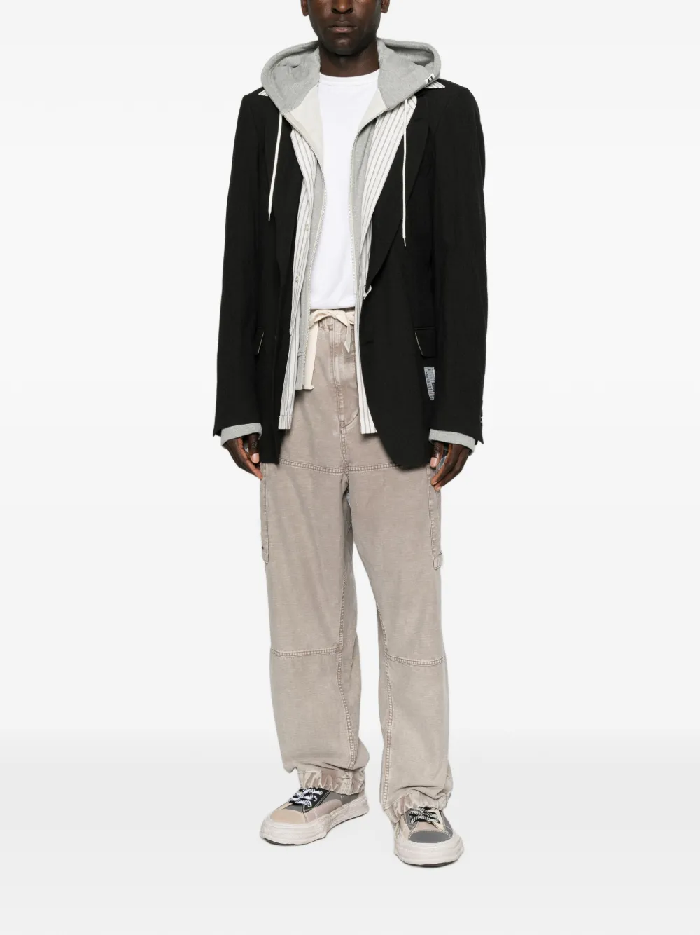 Maison MIHARA YASUHIRO Cargo broek met trekkoordtaille en vlakken Beige