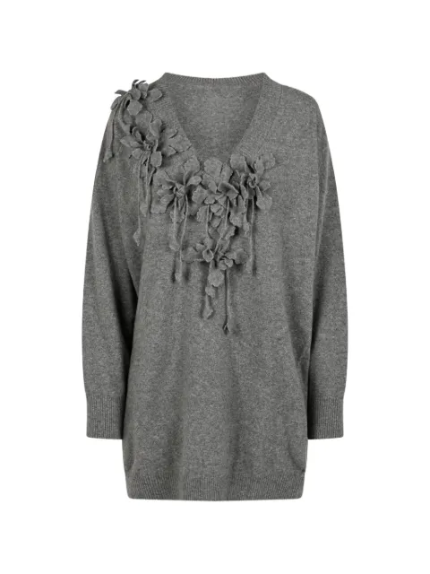 Alberta Ferretti floral-appliqué wool mini dress